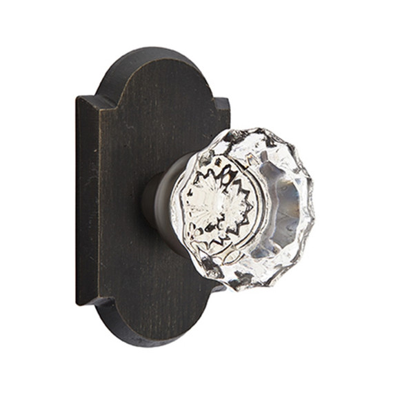 Emtek 7058-AS-MB Astoria Crystal Door Knob Dummy Set With Sandcast Bronze #1 Rosette Medium Bronze