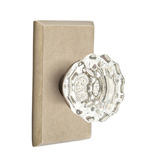 Emtek 7104-AS-TWB Astoria Crystal Door Knob Passage Set With Sandcast Bronze #3 Rosette Tumbled White Bronze