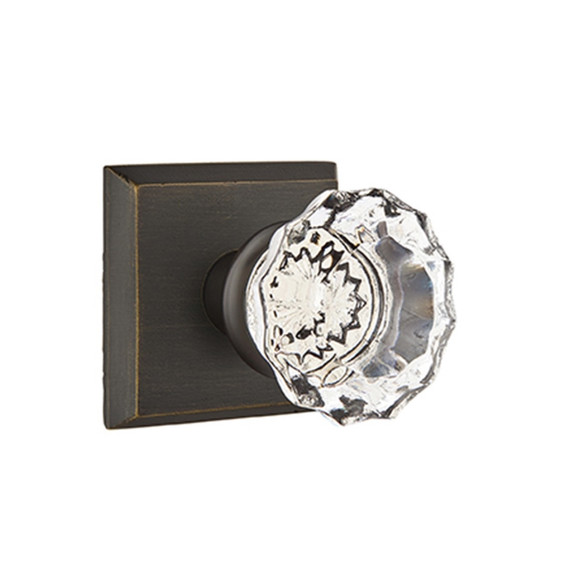 Emtek 7111-AS-MB Astoria Crystal Door Knob Passage Set With Sandcast Bronze #6 Rosette Medium Bronze