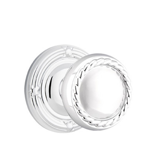 Emtek 8057-RK-US26 Rope Door Knob Dummy Set With Ribbon & Reed Rosette Polished Chrome
