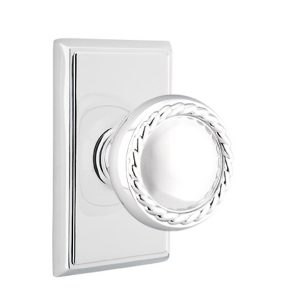 Emtek 8521-RK-US26 Rope Door Knob Dummy Set With Rectangular Rosette Polished Chrome