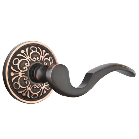 Emtek 8106-C-US10B Cortina Door Lever Passage Set With Lancaster Rosette Oil Rubbed Bronze