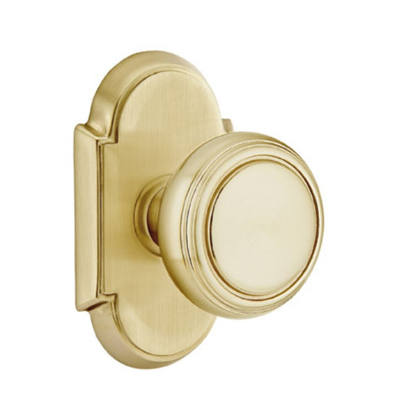 Emtek 8208-NW-US4 Norwich Door Knob Privacy Set With #8 Rosette Satin Brass