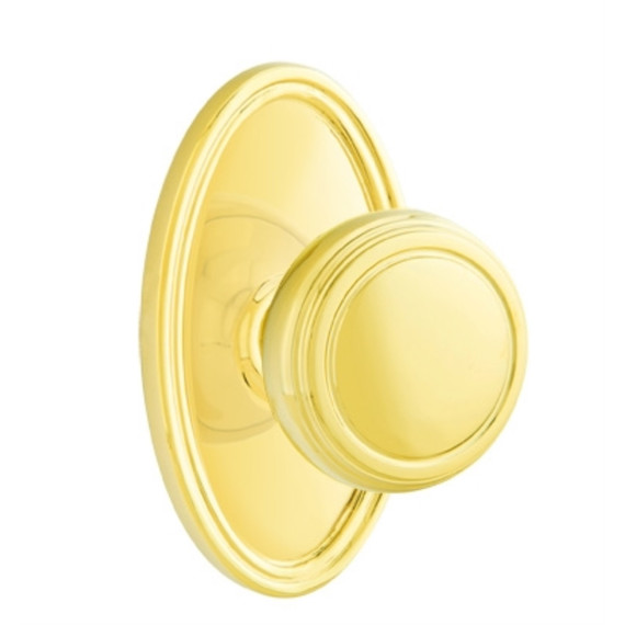 Emtek 8220-NW-US3 Norwich Door Knob Privacy Set With Oval Rosette Polished Brass