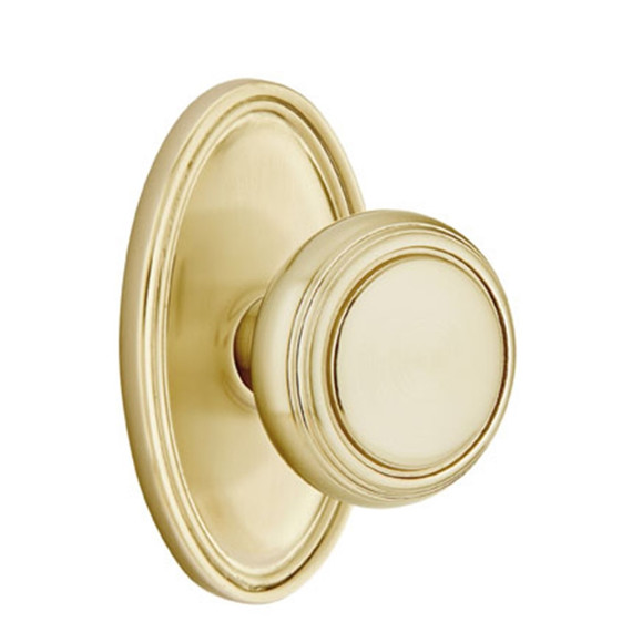 Emtek 8220-NW-US4 Norwich Door Knob Privacy Set With Oval Rosette Satin Brass