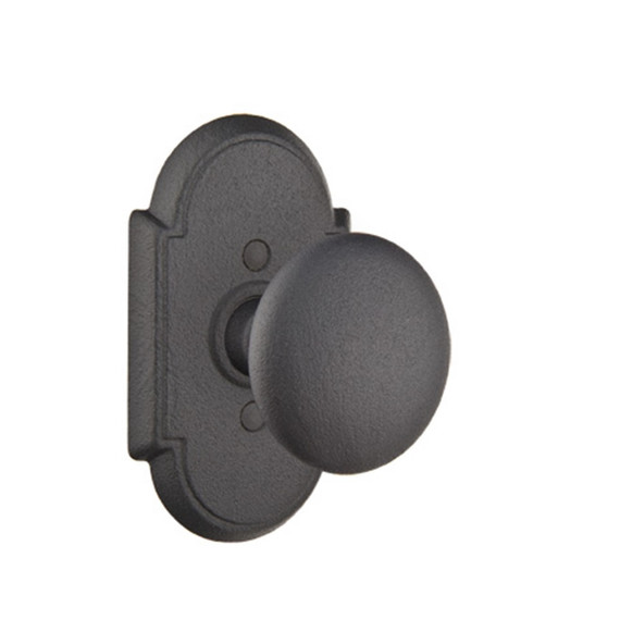 Emtek 7051-J-FBS Jamestown Door Knob Dummy Set With Wrought Steel #1 Rosette Flat Black Steel