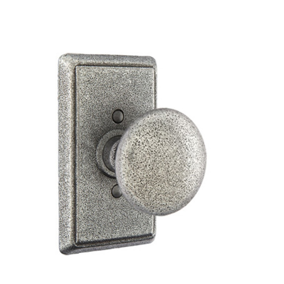 Emtek 7053-J-SWS Jamestown Door Knob Dummy Set With Wrought Steel #3 Rosette Satin Steel