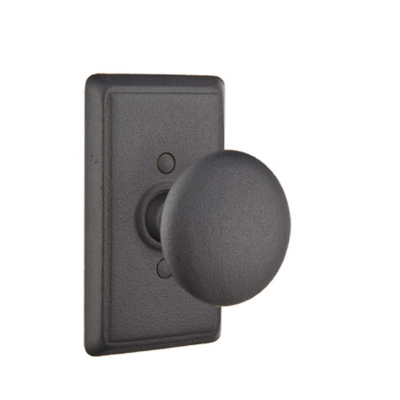Emtek 7203-J-FBS Jamestown Door Knob Privacy Set With Wrought Steel #3 Rosette Flat Black Steel