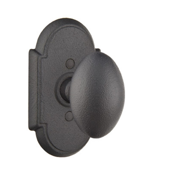 Emtek 7051-SV-FBS Savannah Door Knob Dummy Set With Wrought Steel #1 Rosette Flat Black Steel