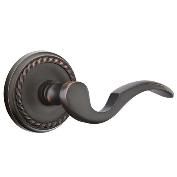 Emtek 8101-C-US10B Cortina Door Lever Passage Set With Rope Rosette Oil Rubbed Bronze