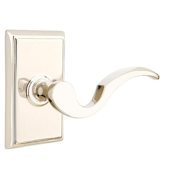 Emtek 8121-C-US14 Cortina Door Lever Passage Set With Rectangular Rosette Polished Nickel