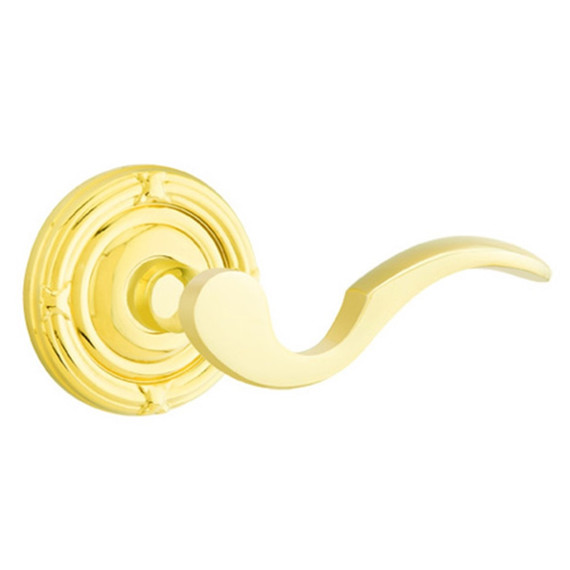 Emtek 8207-C-US3 Cortina Door Lever Privacy Set With Ribbon & Reed Rosette Polished Brass