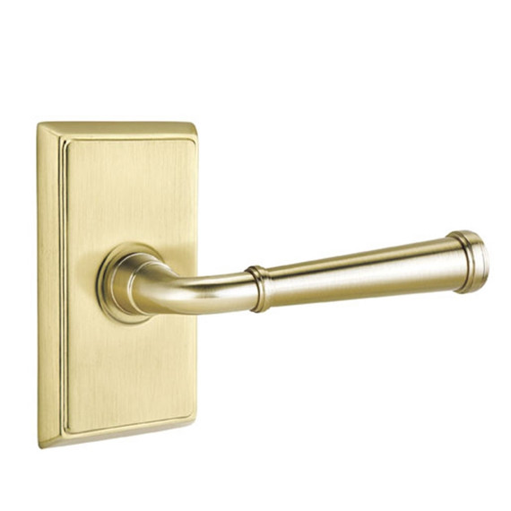 Emtek 8521-ME-US4 Merrimack Door Lever Dummy Set With Rectangular Rosette Satin Brass