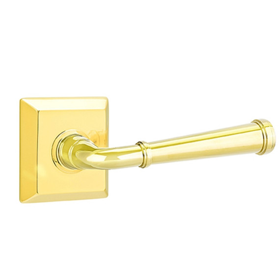 Emtek 8531-ME-US3 Merrimack Door Lever Dummy Set With Quincy Rosette Polished Brass