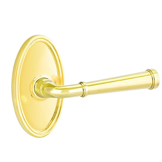 Emtek 8120-ME-US3 Merrimack Door Lever Passage Set With Oval Rosette Polished Brass