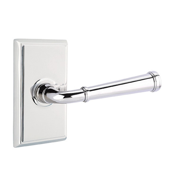 Emtek 8121-ME-US26 Merrimack Door Lever Passage Set With Rectangular Rosette Polished Chrome