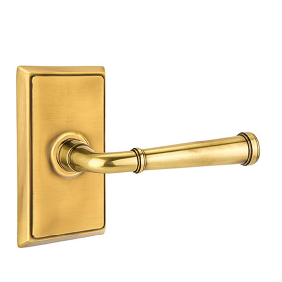 Emtek 8121-ME-US7 Merrimack Door Lever Passage Set With Rectangular Rosette French Antique