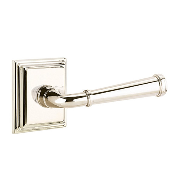 Emtek 8161-ME-US14 Merrimack Door Lever Passage Set With Wilshire Rosette Polished Nickel