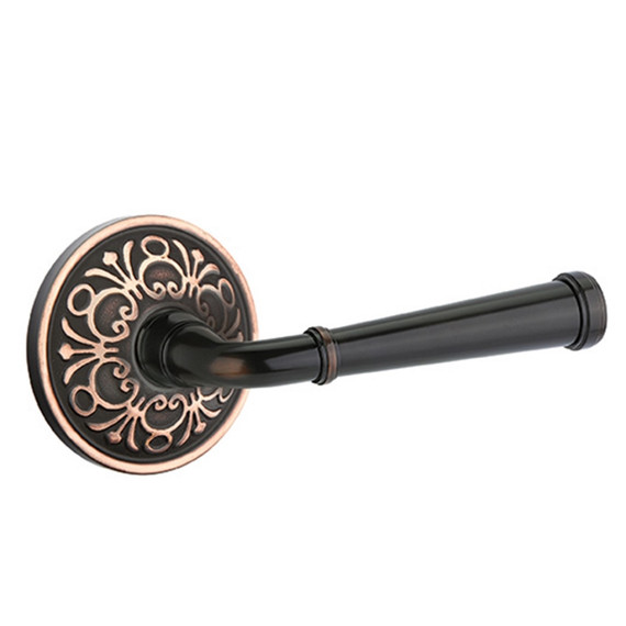Emtek 8206-ME-US10B Merrimack Door Lever Privacy Set With Lancaster Rosette Oil Rubbed Bronze