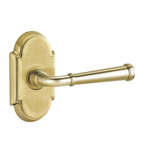 Emtek 8208-ME-US4 Merrimack Door Lever Privacy Set With #8 Rosette Satin Brass