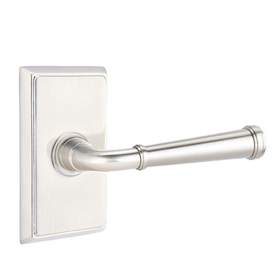 Emtek 8221-ME-US15 Merrimack Door Lever Privacy Set With Rectangular Rosette Satin Nickel