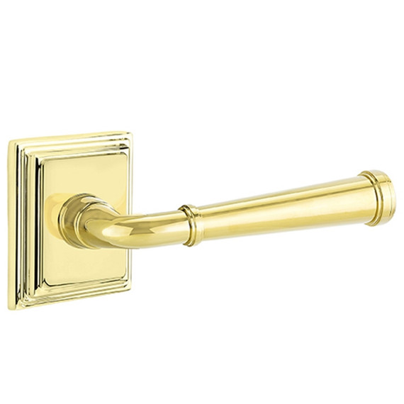 Emtek 8261-ME-US3 Merrimack Door Lever Privacy Set With Wilshire Rosette Polished Brass