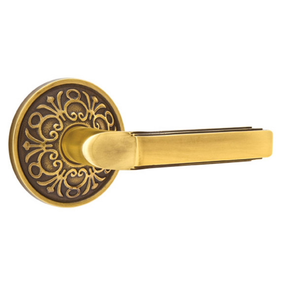 Emtek 8056-M-US7 Milano Door Lever Dummy Set With Lancaster Rosette French Antique