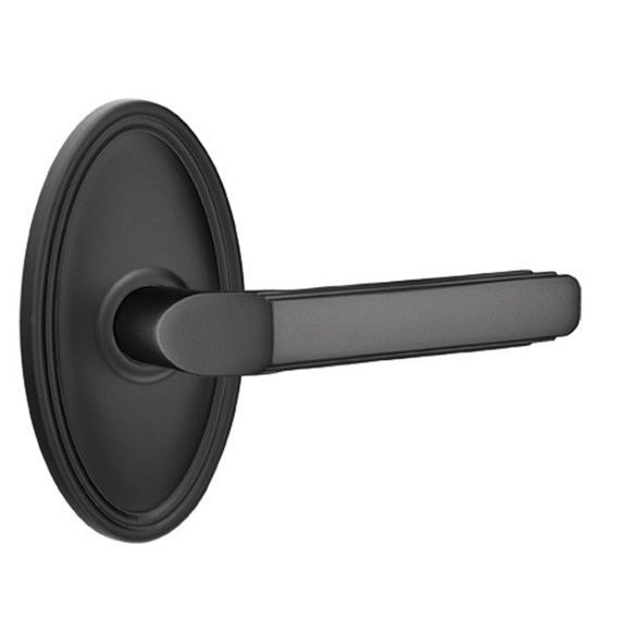 Emtek 8520-M-US19 Milano Door Lever Dummy Set With Oval Rosette Flat Black