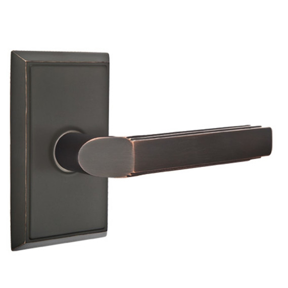 Emtek 8521-M-US10B Milano Door Lever Dummy Set With Rectangular Rosette Oil Rubbed Bronze