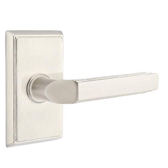 Emtek 8521-M-US15 Milano Door Lever Dummy Set With Rectangular Rosette Satin Nickel
