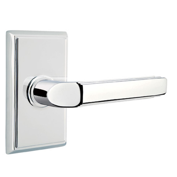 Emtek 8521-M-US26 Milano Door Lever Dummy Set With Rectangular Rosette Polished Chrome