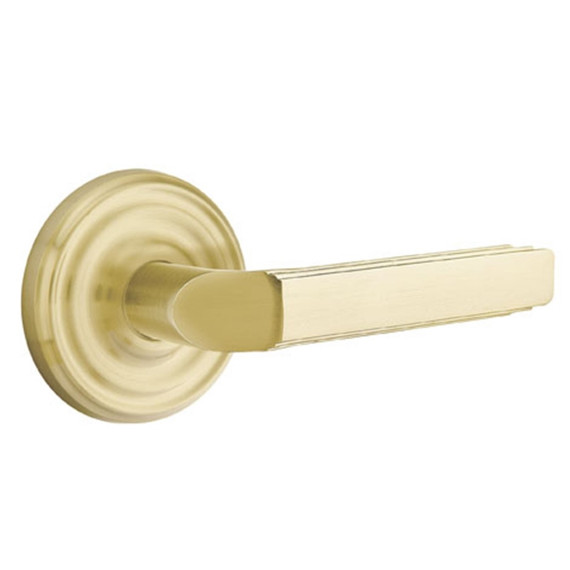 Emtek 8100-M-US4 Milano Door Lever Passage Set With Regular Rosette Satin Brass