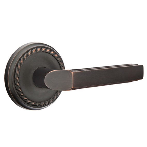 Emtek 8101-M-US10B Milano Door Lever Passage Set With Rope Rosette Oil Rubbed Bronze