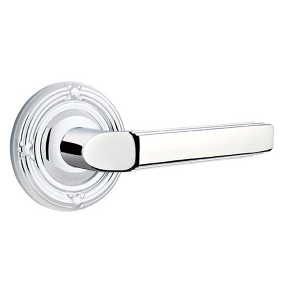 Emtek 8107-M-US26 Milano Door Lever Passage Set With Ribbon & Reed Rosette Polished Chrome
