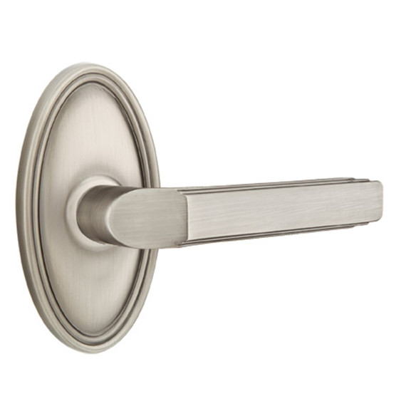 Emtek 8120-M-US15A Milano Door Lever Passage Set With Oval Rosette Pewter