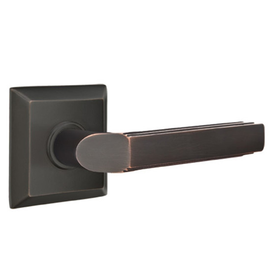 Emtek 8131-M-US10B Milano Door Lever Passage Set With Quincy Rosette Oil Rubbed Bronze