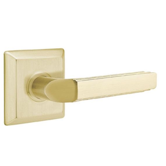 Emtek 8131-M-US4 Milano Door Lever Passage Set With Quincy Rosette Satin Brass
