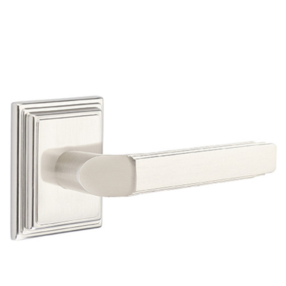 Emtek 8161-M-US15 Milano Door Lever Passage Set With Wilshire Rosette Satin Nickel