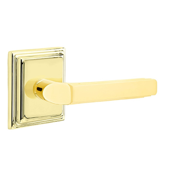 Emtek 8161-M-US3 Milano Door Lever Passage Set With Wilshire Rosette Polished Brass