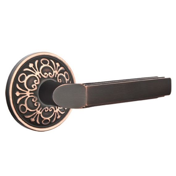 Emtek 8206-M-US10B Milano Door Lever Privacy Set With Lancaster Rosette Oil Rubbed Bronze