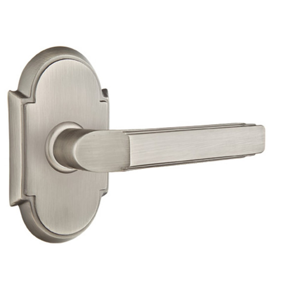 Emtek 8208-M-US15A Milano Door Lever Privacy Set With #8 Rosette Pewter