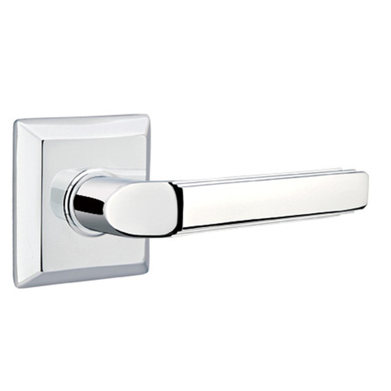 Emtek 8231-M-US26 Milano Door Lever Privacy Set With Quincy Rosette Polished Chrome