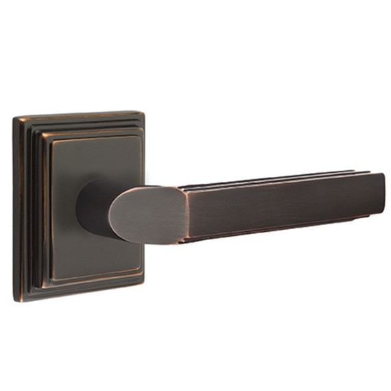 Emtek 8261-M-US10B Milano Door Lever Privacy Set With Wilshire Rosette Oil Rubbed Bronze
