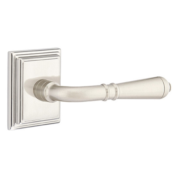 Emtek 8561-T-US15 Turino Door Lever Dummy Set With Wilshire Rosette Satin Nickel