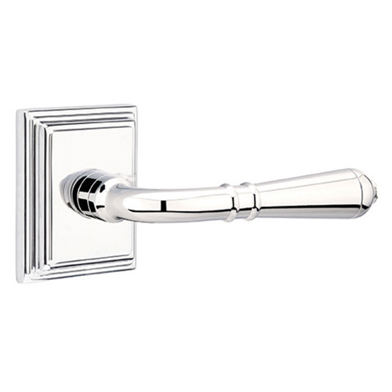 Emtek 8561-T-US26 Turino Door Lever Dummy Set With Wilshire Rosette Polished Chrome