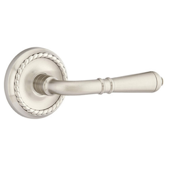 Emtek 8101-T-US15 Turino Door Lever Passage Set With Rope Rosette Satin Nickel
