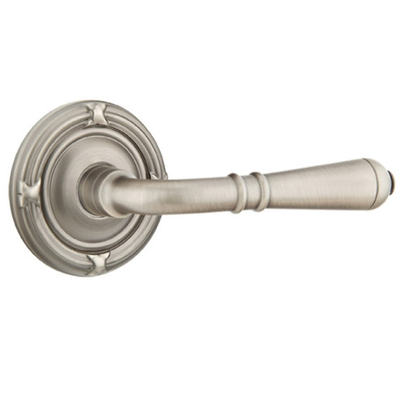 Emtek 8107-T-US15A Turino Door Lever Passage Set With Ribbon & Reed Rosette Pewter