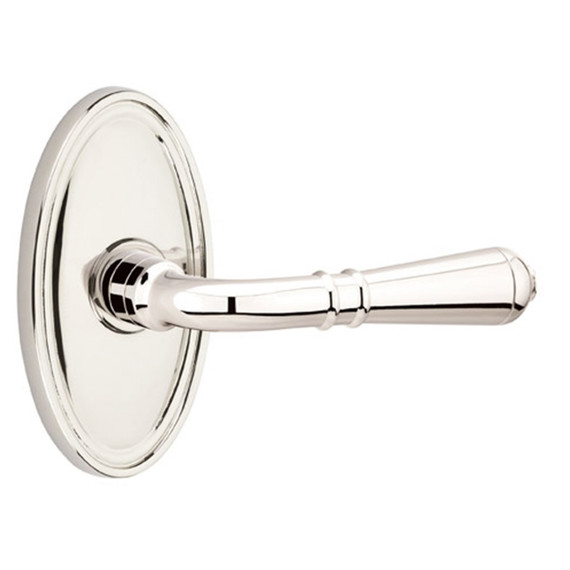 Emtek 8120-T-US14 Turino Door Lever Passage Set With Oval Rosette Polished Nickel