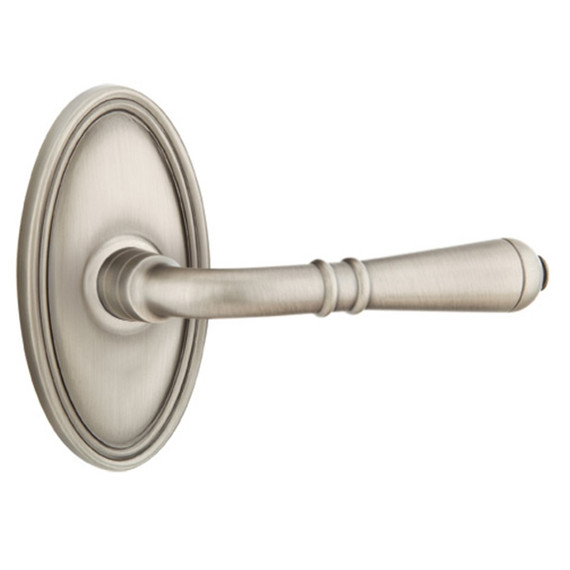 Emtek 8120-T-US15A Turino Door Lever Passage Set With Oval Rosette Pewter