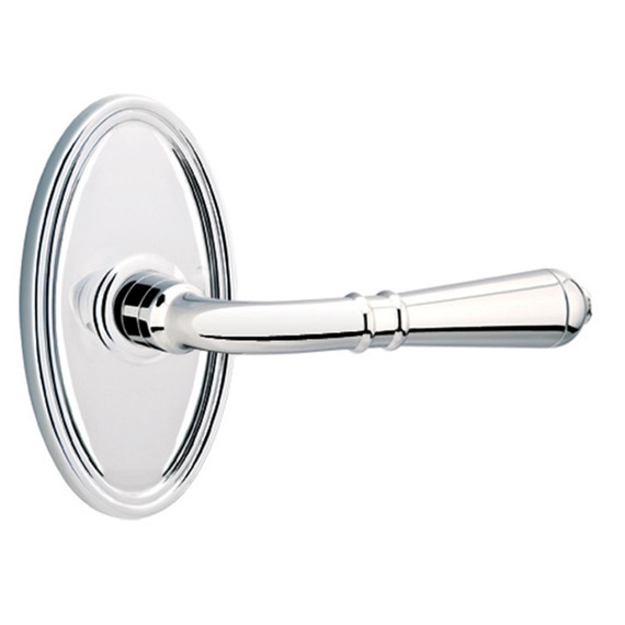 Emtek 8120-T-US26 Turino Door Lever Passage Set With Oval Rosette Polished Chrome